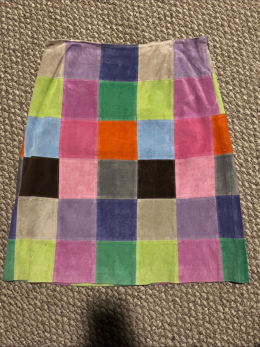 Isaac Mizrahi Multicolor Patchwork Suede Mini Skirt Y2K Vintage